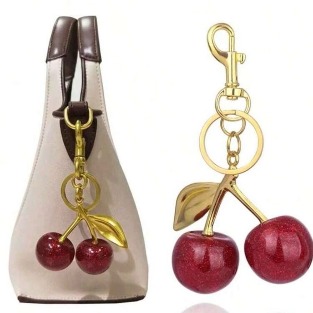 ā¤ļø Red Sparkle Cherry Keychain Bag Charm